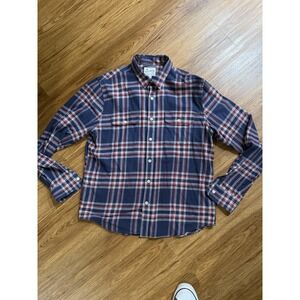 Lucky Brand Flannel Shirt Mens Large Blue Plaid  Pockets